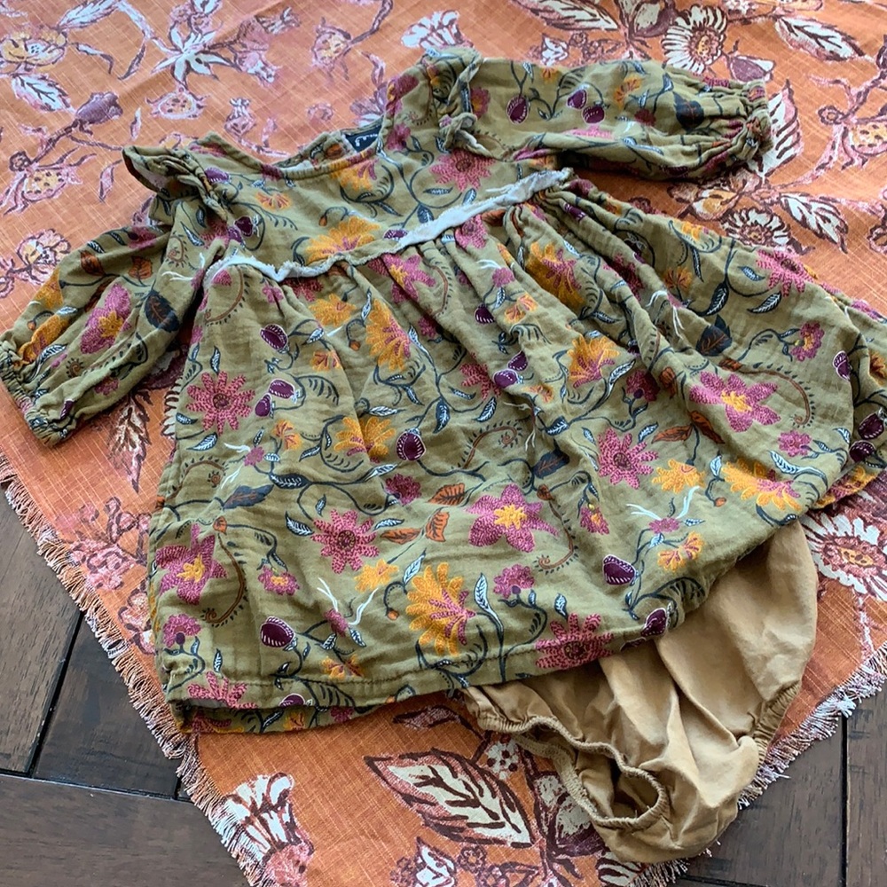 Art Class dress green boho floral 12 months EUC worn once
